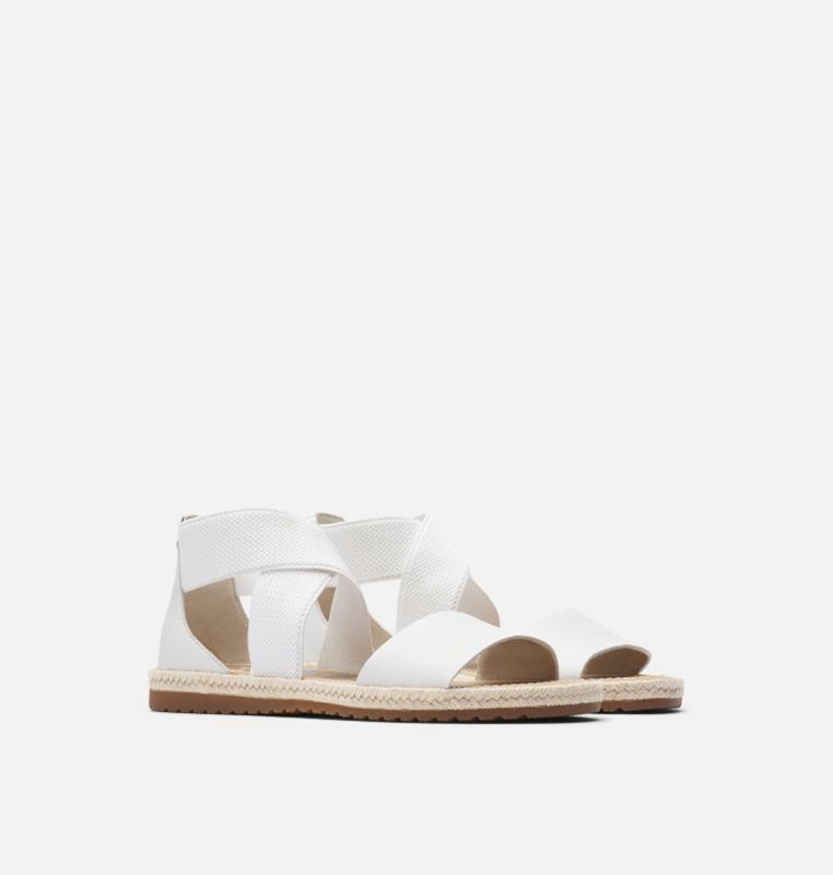 Womens Sandals White - Sorel Ella™ Jute Flat - 043-BAMPRC